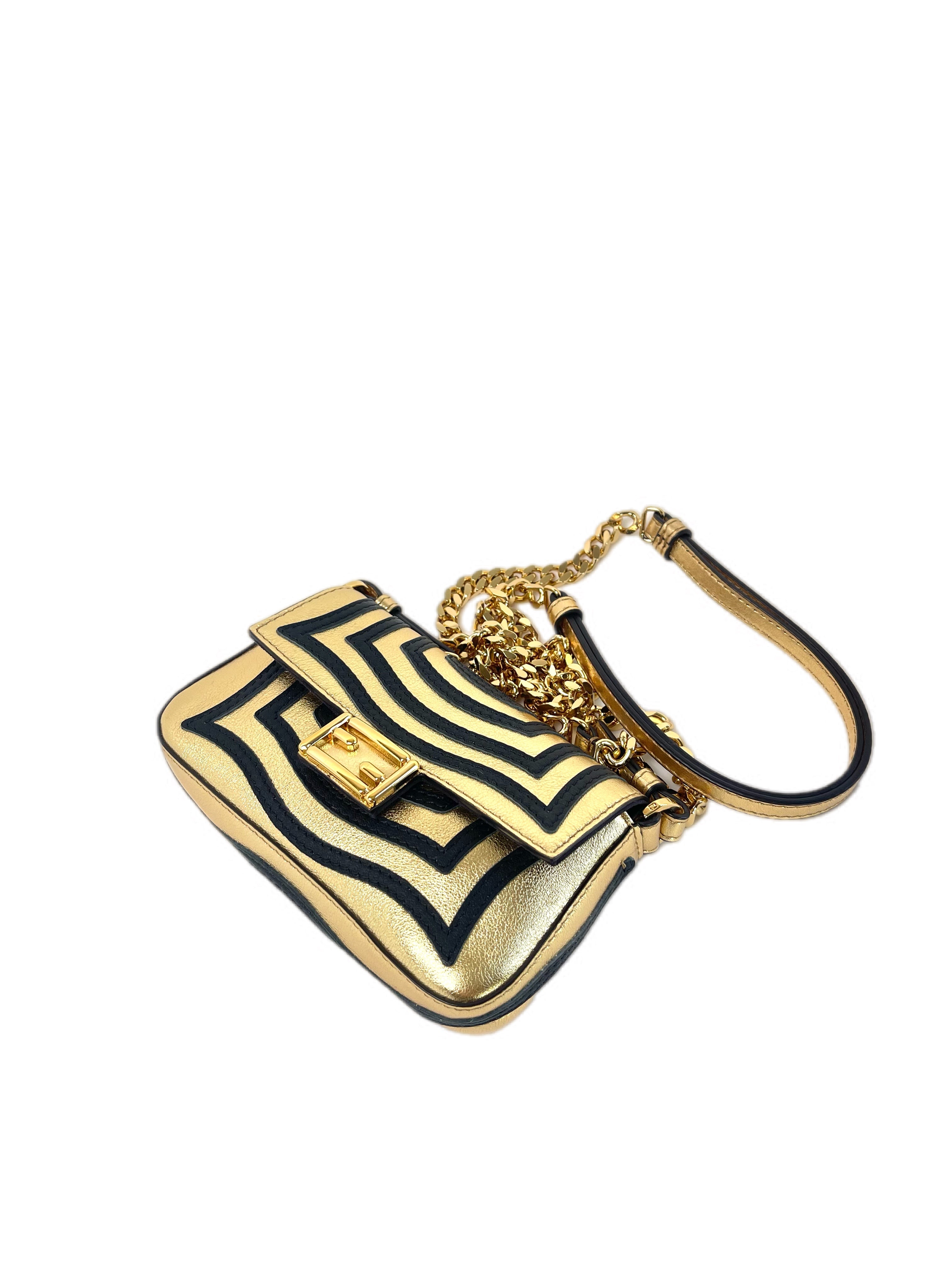 FENDI ILLUSION MINI BAGUETTE GOLD BLACK