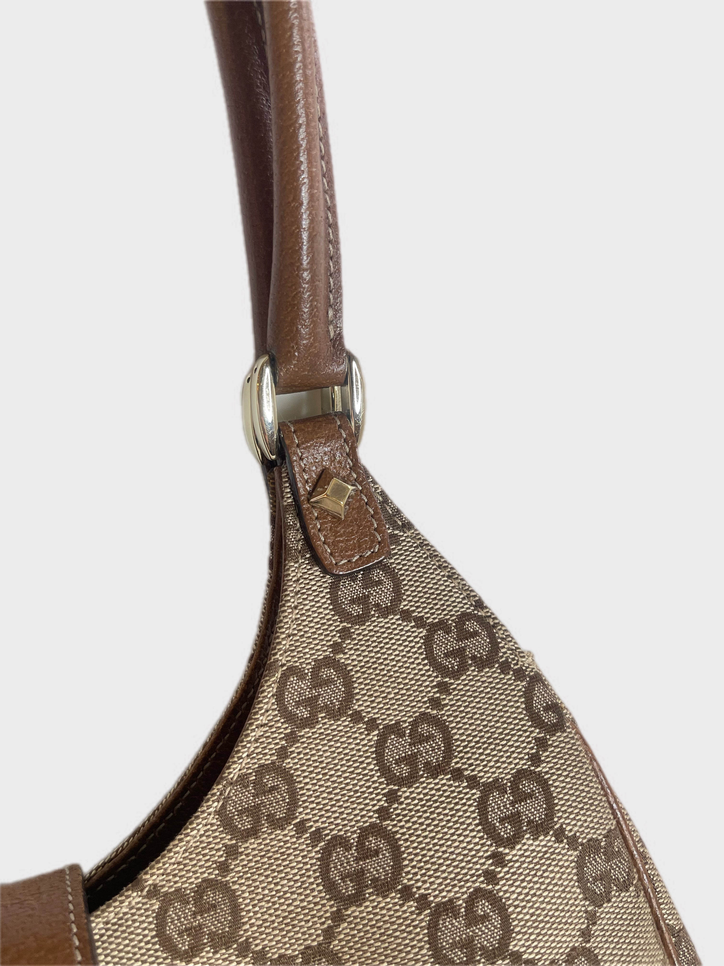 GUCCI NAILHEAD JACKIE VINTAGE MONOGRAM BROWN Y2K