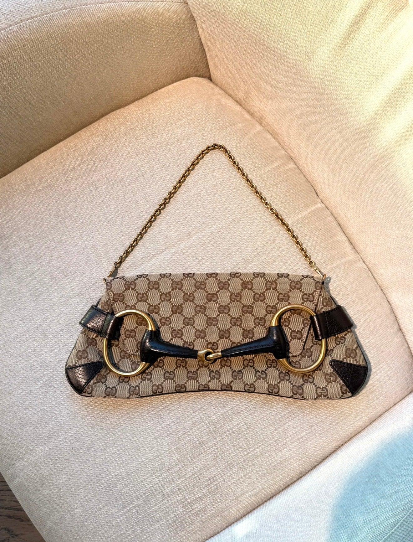VINTAGE GUCCI HORSEBIT MONOGRAM GG Y2K CLUTCH