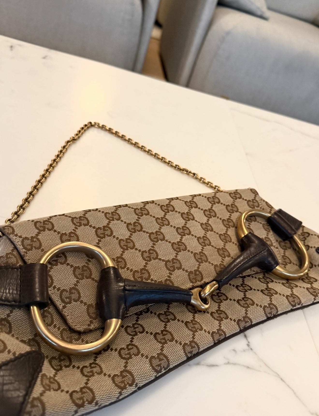 VINTAGE GUCCI HORSEBIT MONOGRAM GG Y2K CLUTCH
