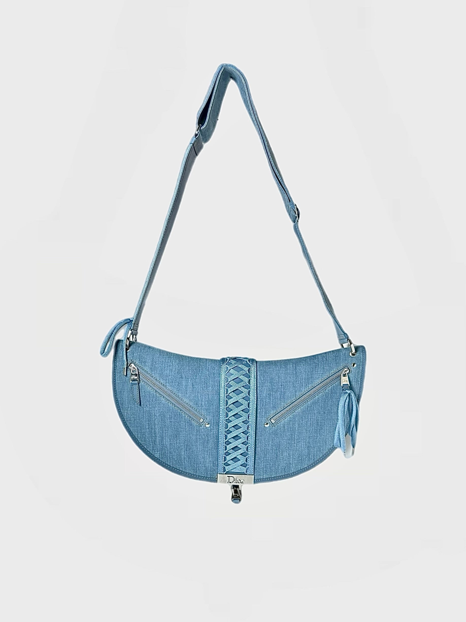 DIOR RARE DENIM SADDLE BAG LACE IT UP