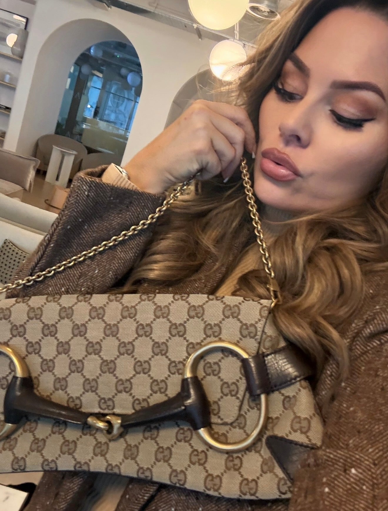 VINTAGE GUCCI HORSEBIT MONOGRAM GG Y2K CLUTCH