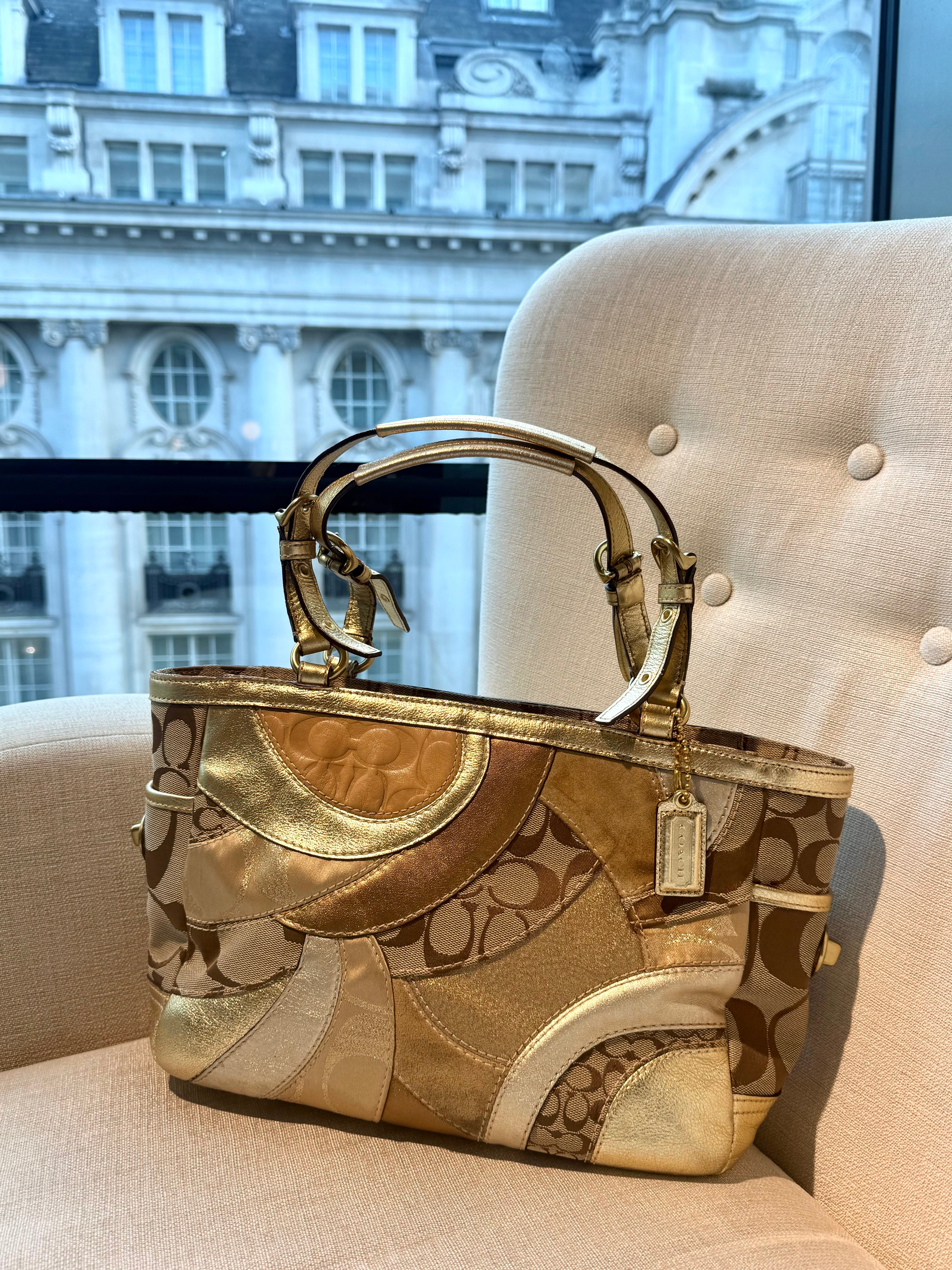 VINTAGE COACH Y2K 2000s GOLD BAG