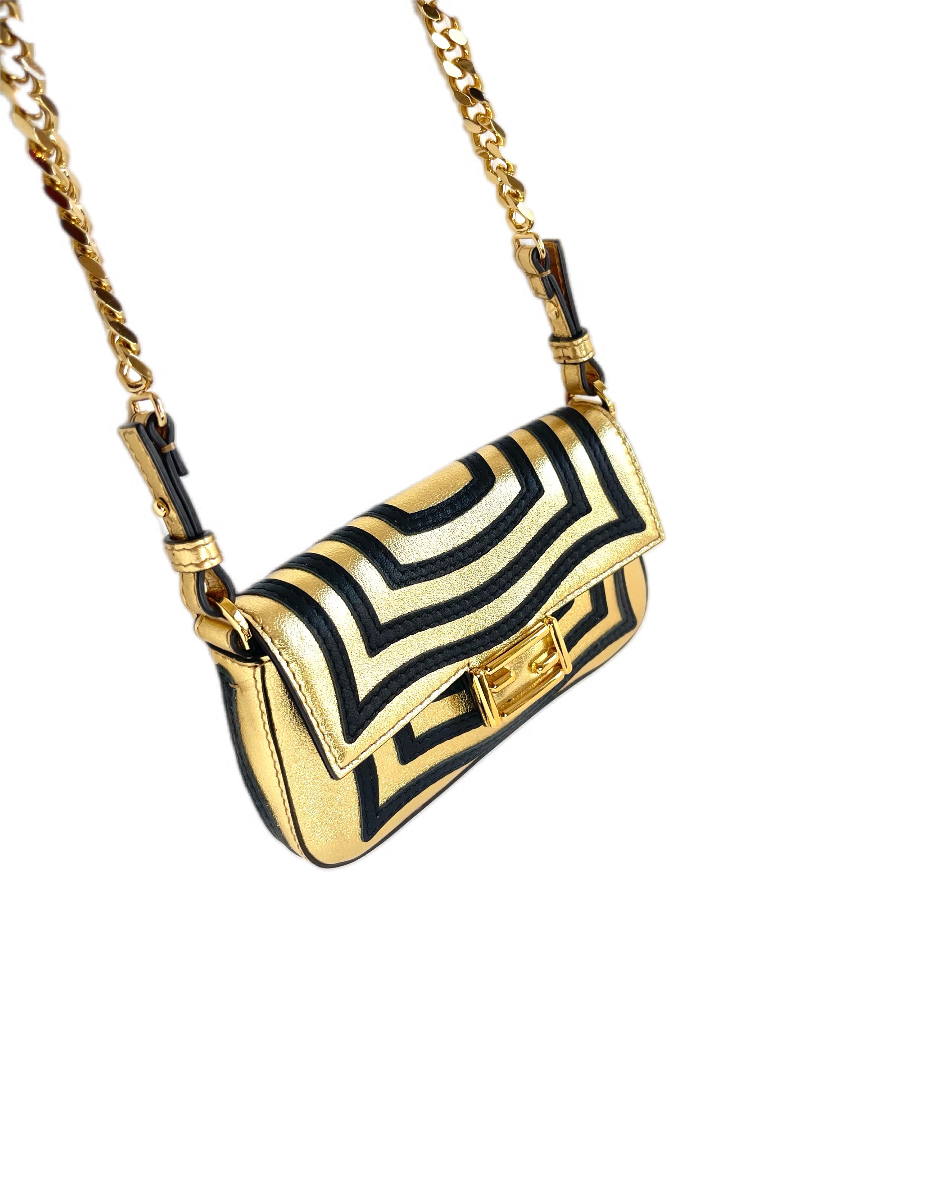 FENDI ILLUSION MINI BAGUETTE GOLD BLACK
