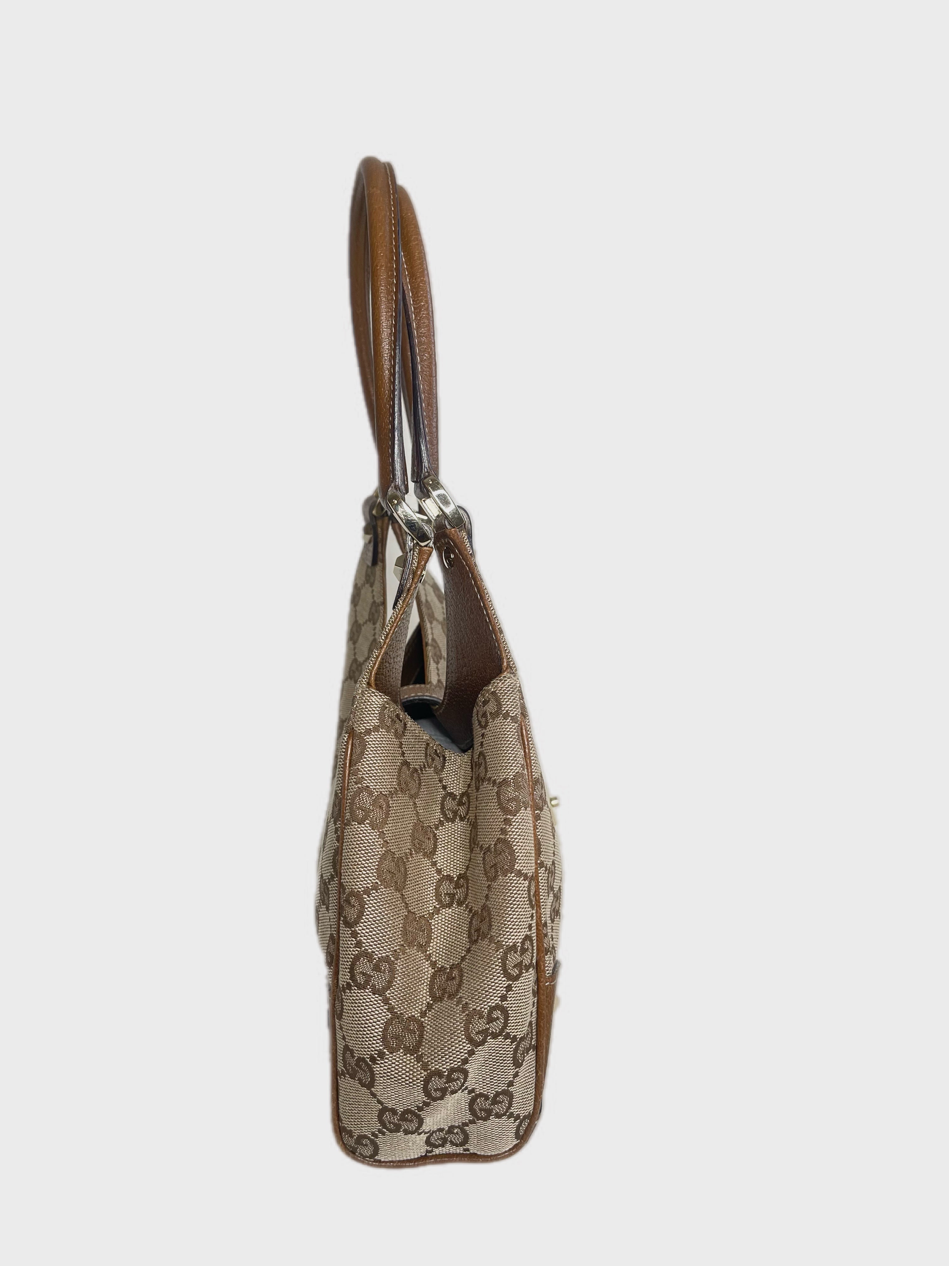 GUCCI NAILHEAD JACKIE VINTAGE MONOGRAM BROWN Y2K