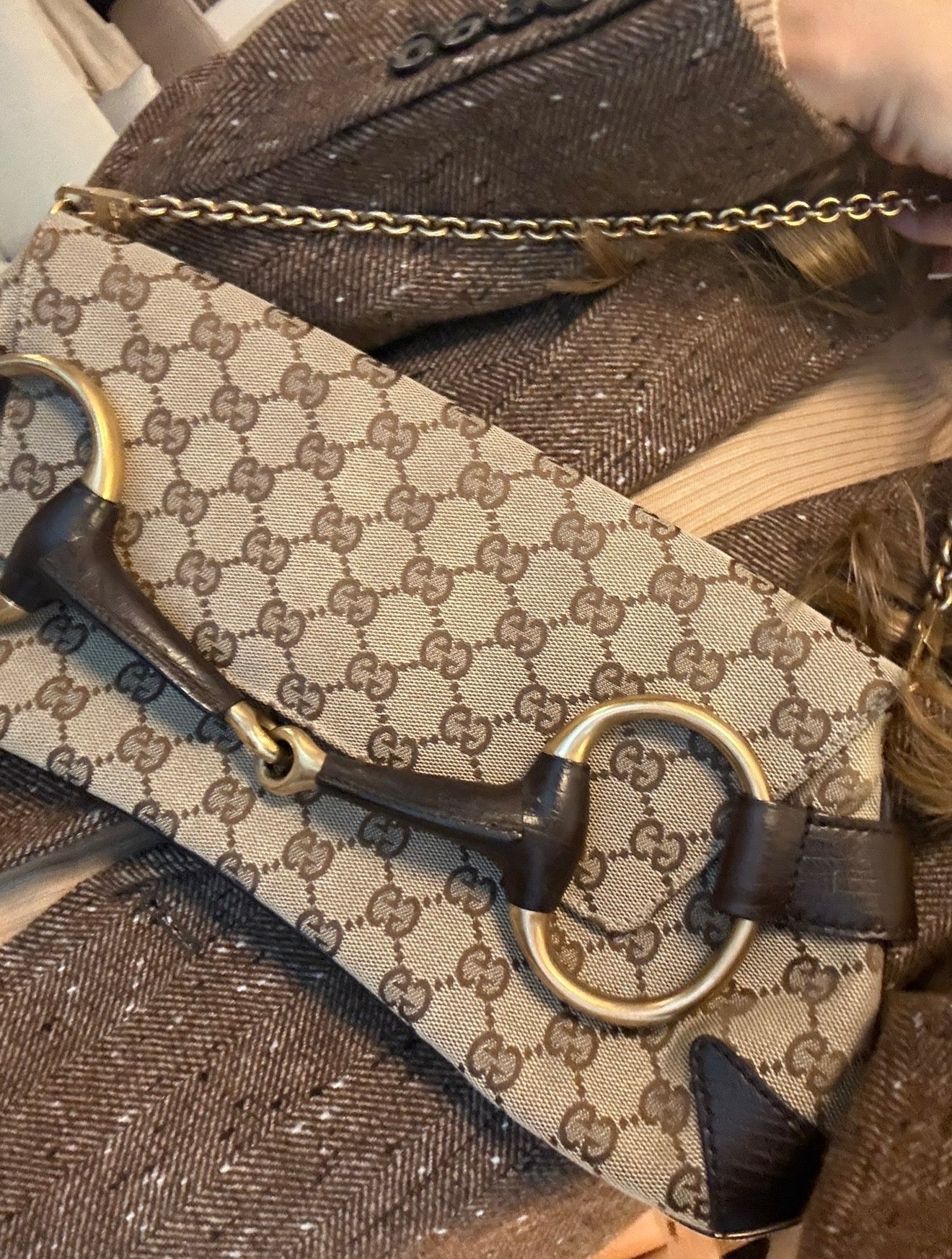 VINTAGE GUCCI HORSEBIT MONOGRAM GG Y2K CLUTCH