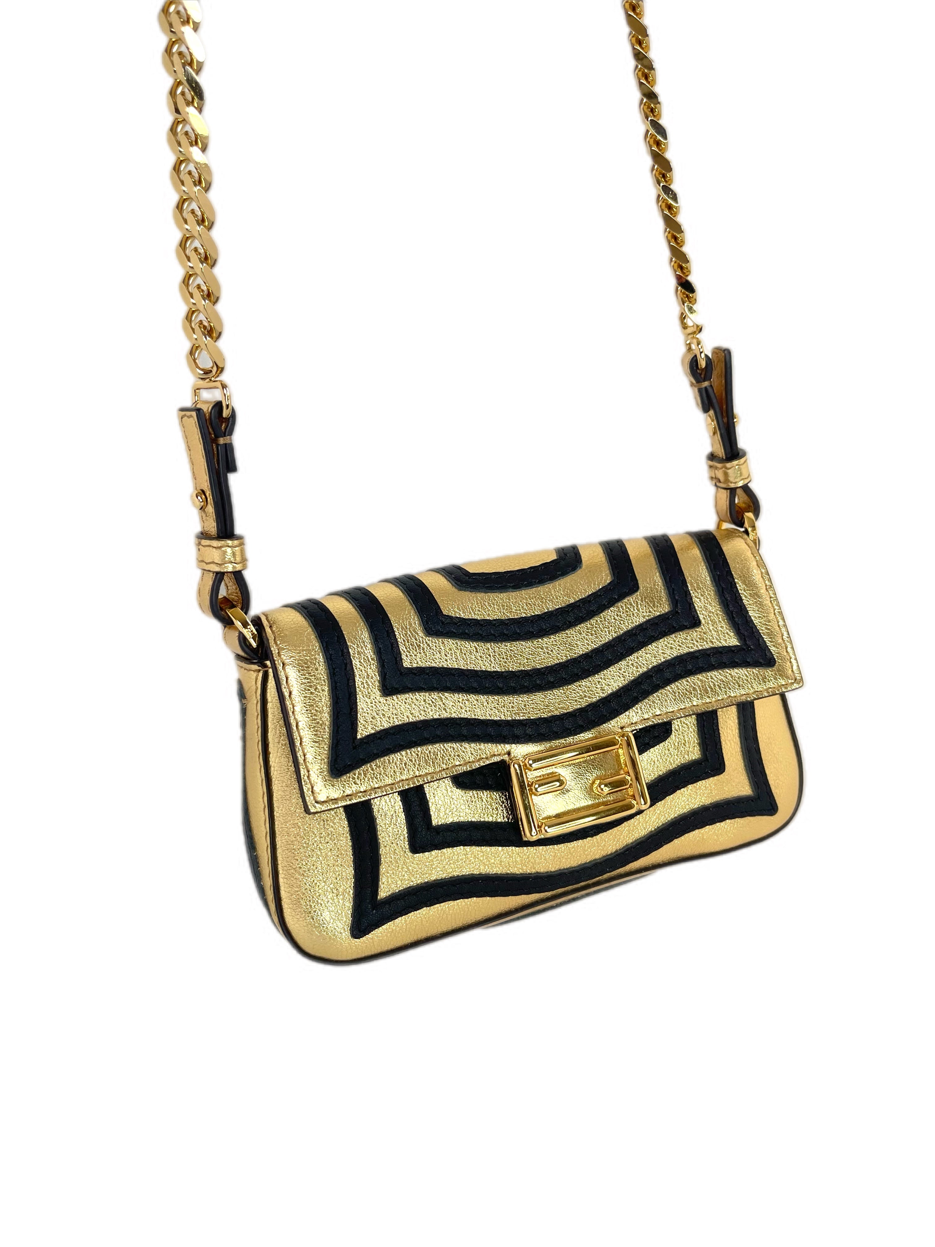FENDI ILLUSION MINI BAGUETTE GOLD BLACK