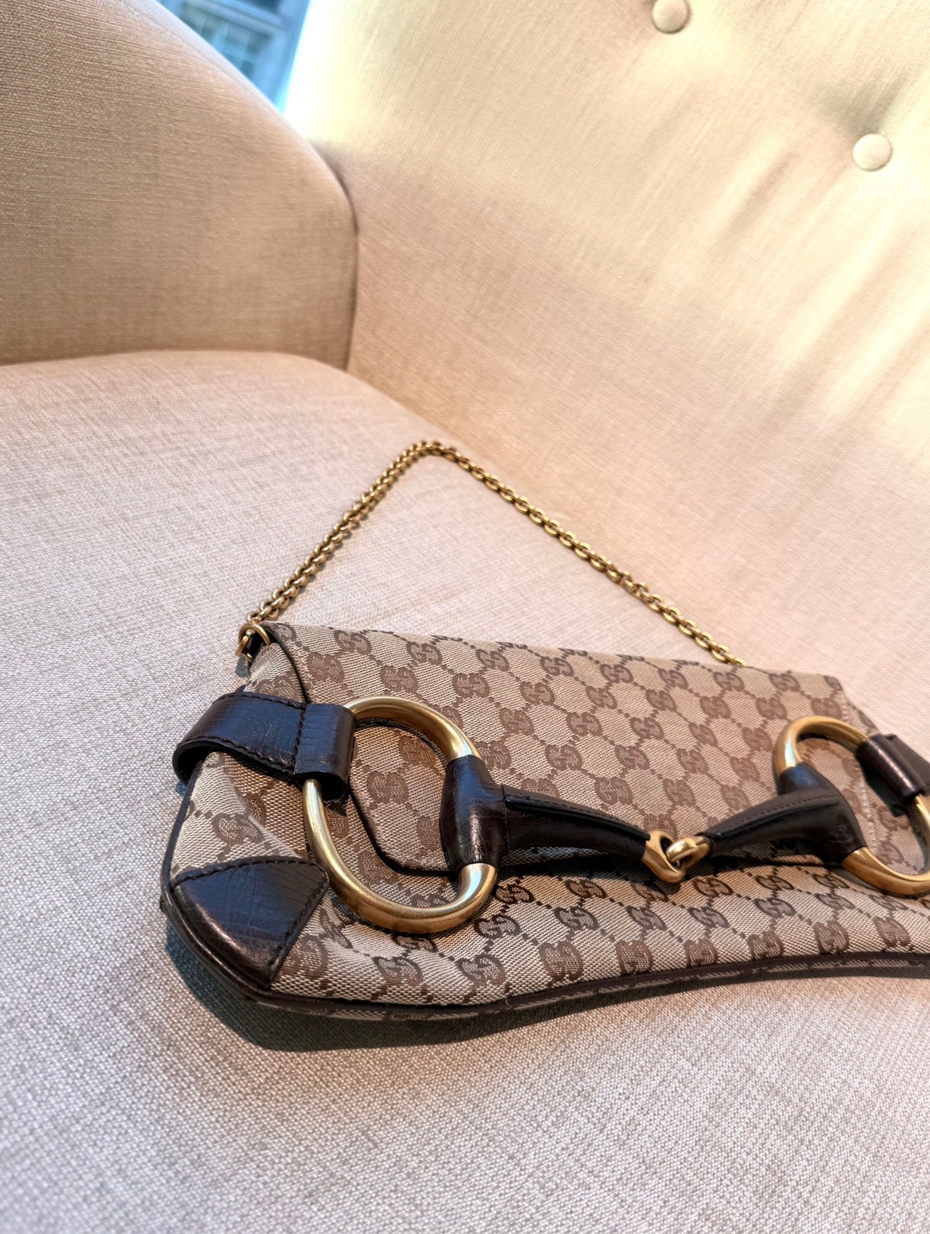 VINTAGE GUCCI HORSEBIT MONOGRAM GG Y2K CLUTCH