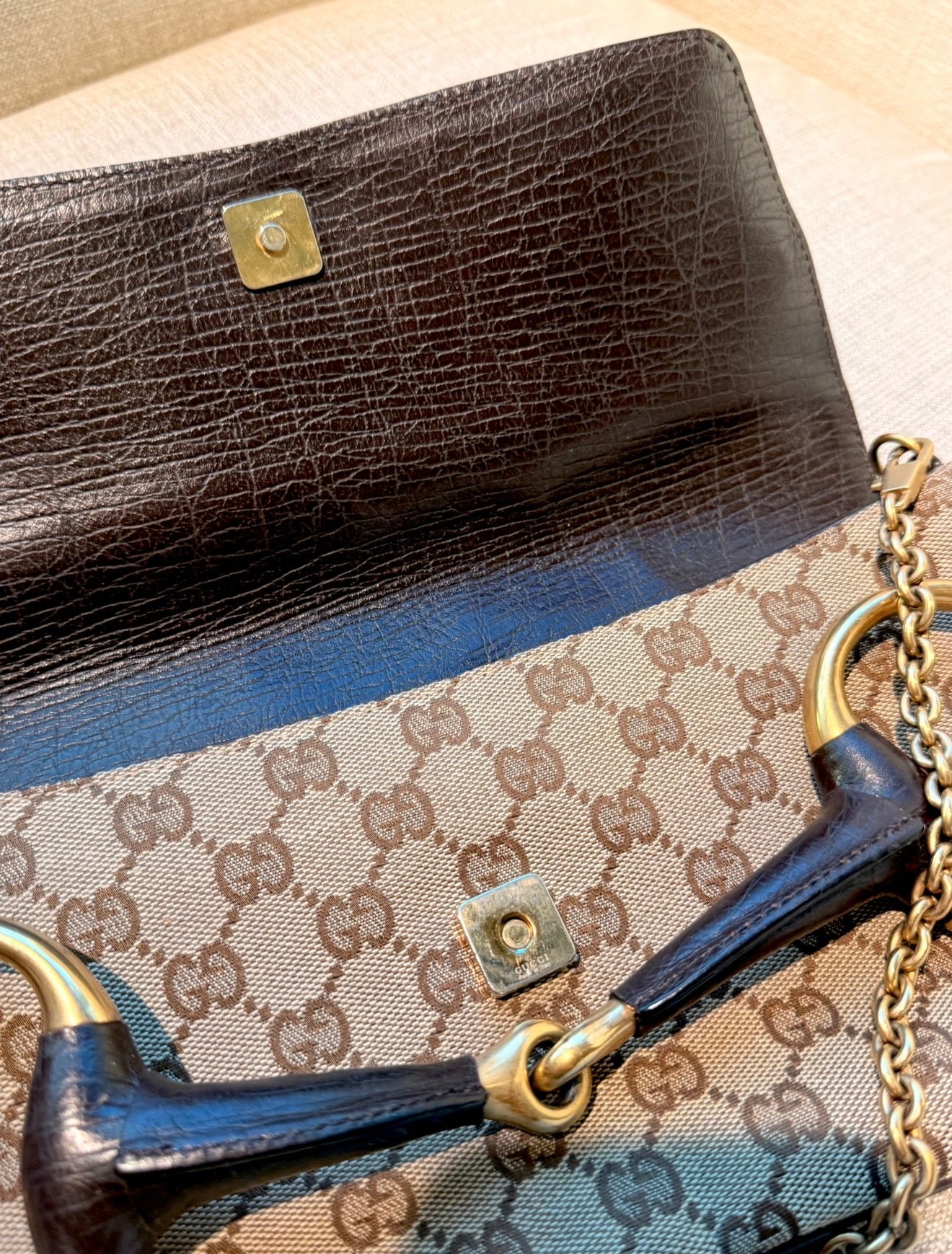 VINTAGE GUCCI HORSEBIT MONOGRAM GG Y2K CLUTCH