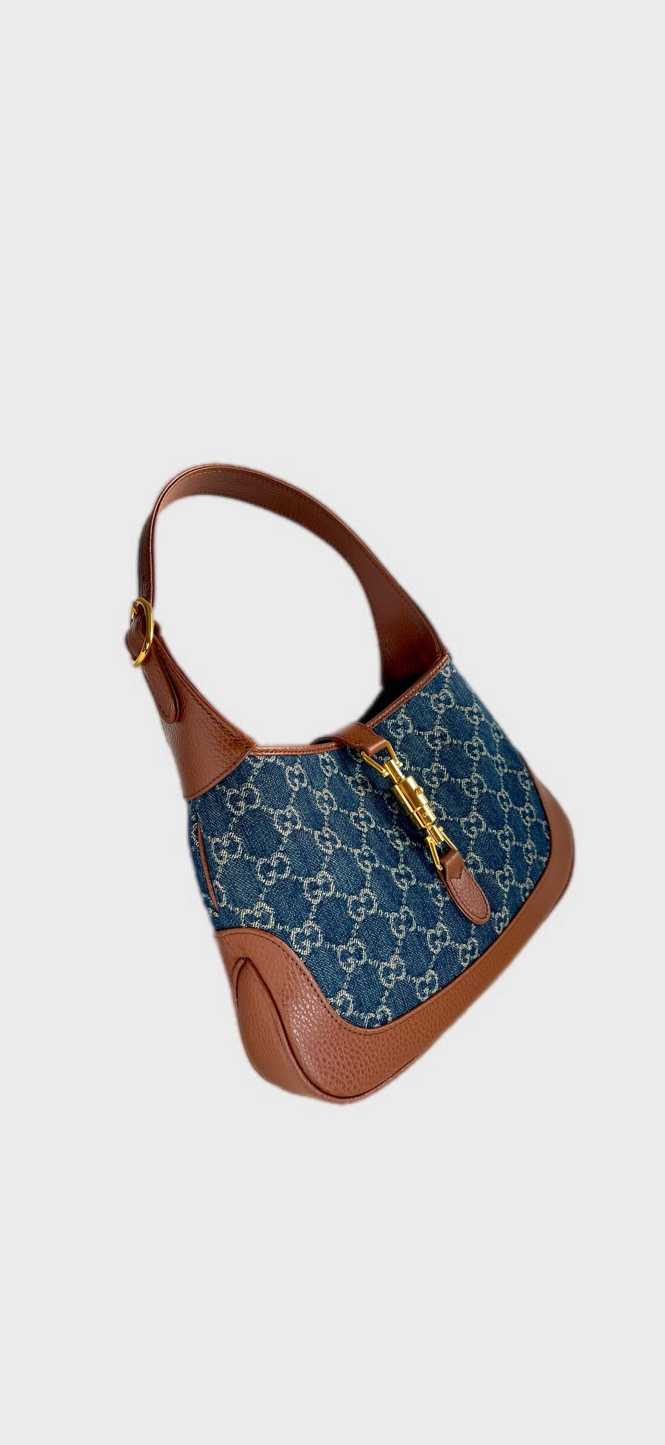 NEW GUCCI DENIM SMALL JACKIE 1951 HOBO MONOGRAM Y2K