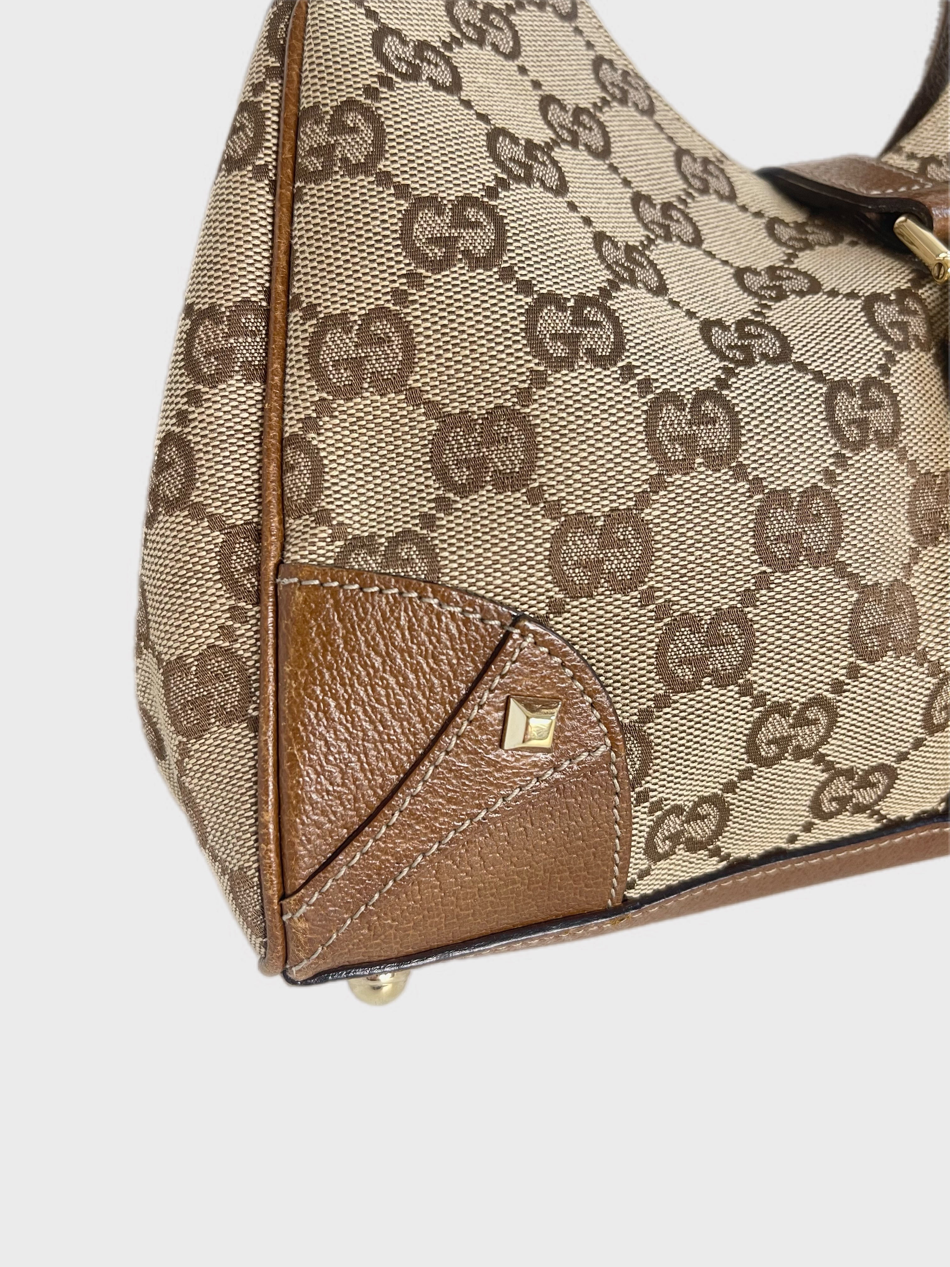 GUCCI NAILHEAD JACKIE VINTAGE MONOGRAM BROWN Y2K