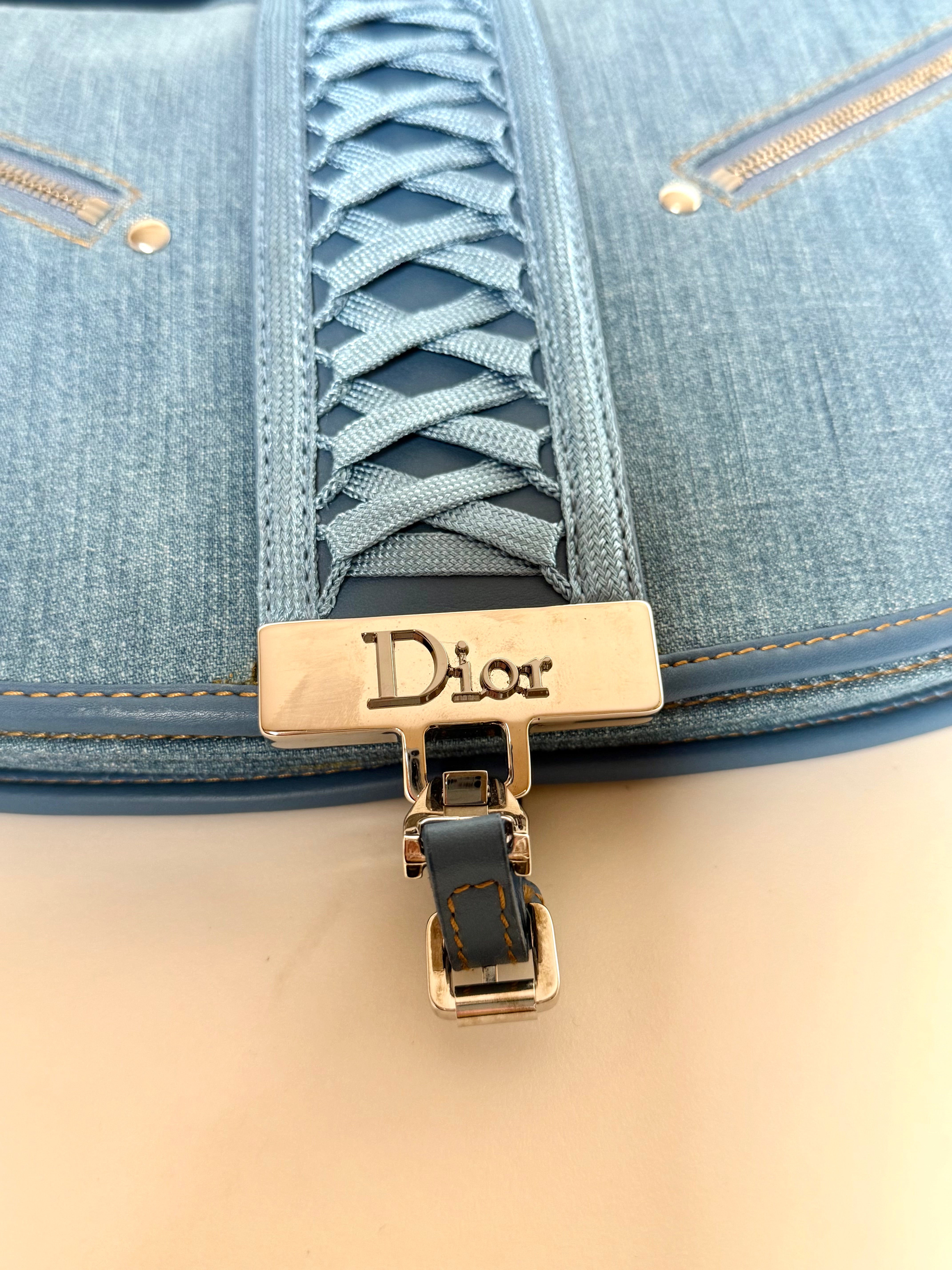 DIOR RARE DENIM SADDLE BAG LACE IT UP