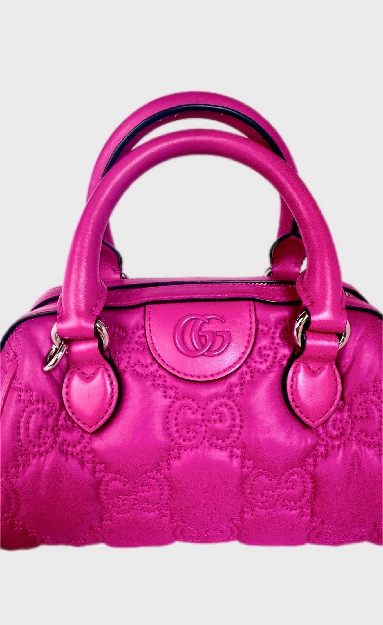 GUCCI GG MATELASSÉ PINK NYLON BOWLER BAG