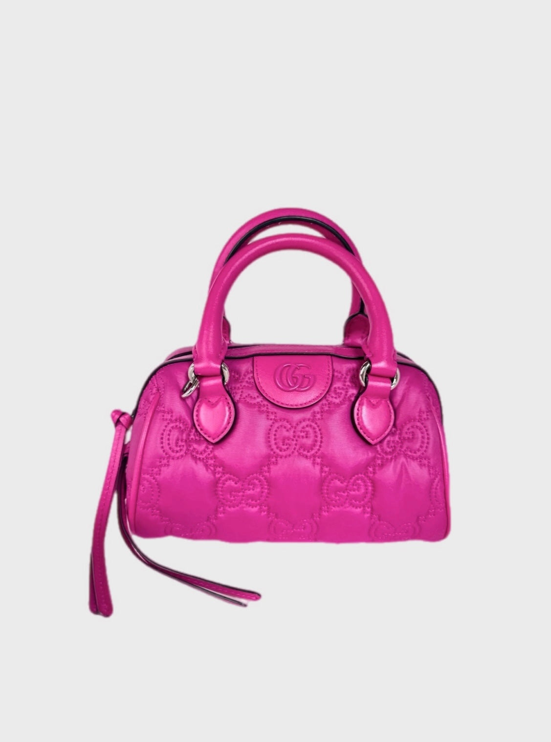 GUCCI GG MATELASSÉ PINK NYLON BOWLER BAG
