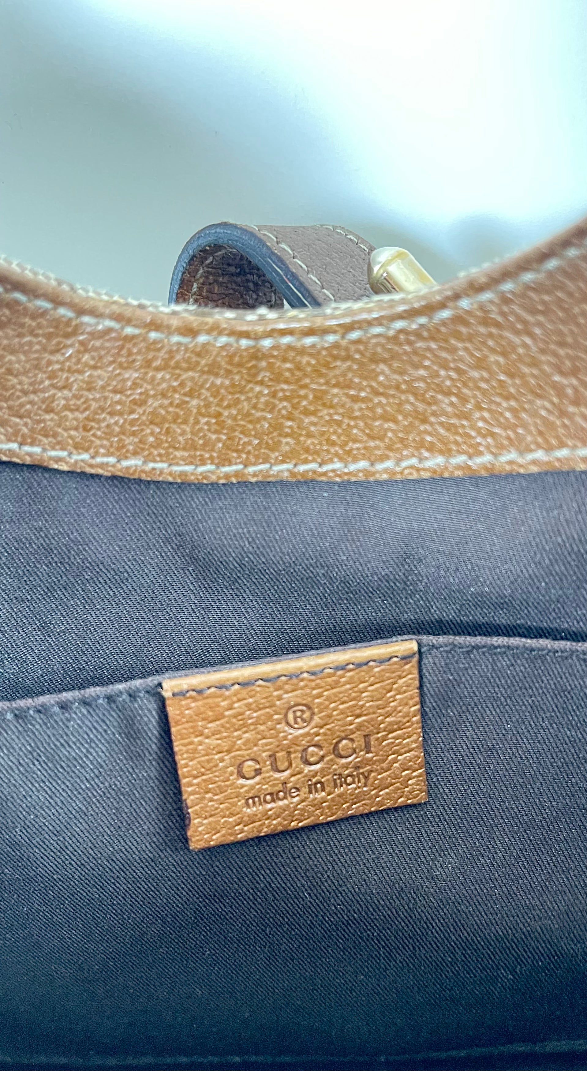 GUCCI NAILHEAD JACKIE VINTAGE MONOGRAM BROWN Y2K