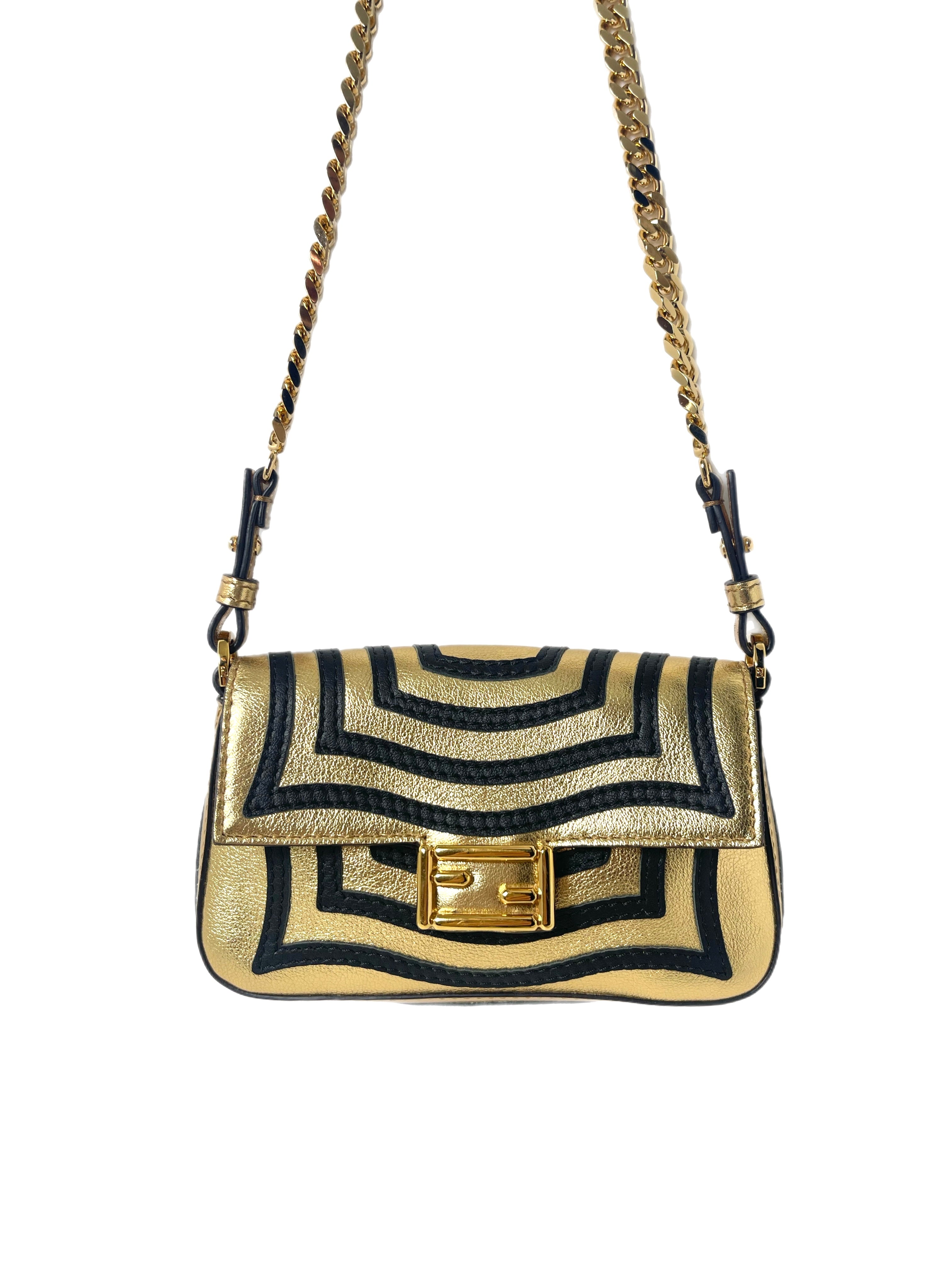 FENDI ILLUSION MINI BAGUETTE GOLD BLACK