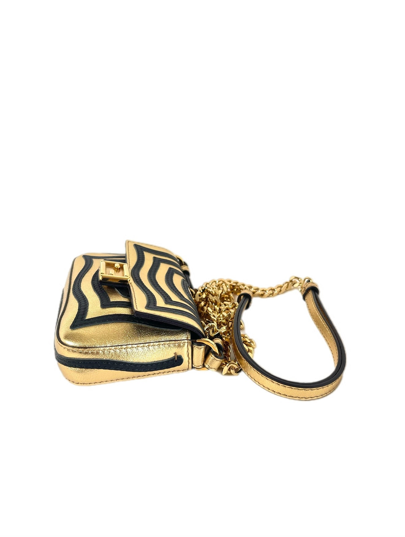 FENDI ILLUSION MINI BAGUETTE GOLD BLACK