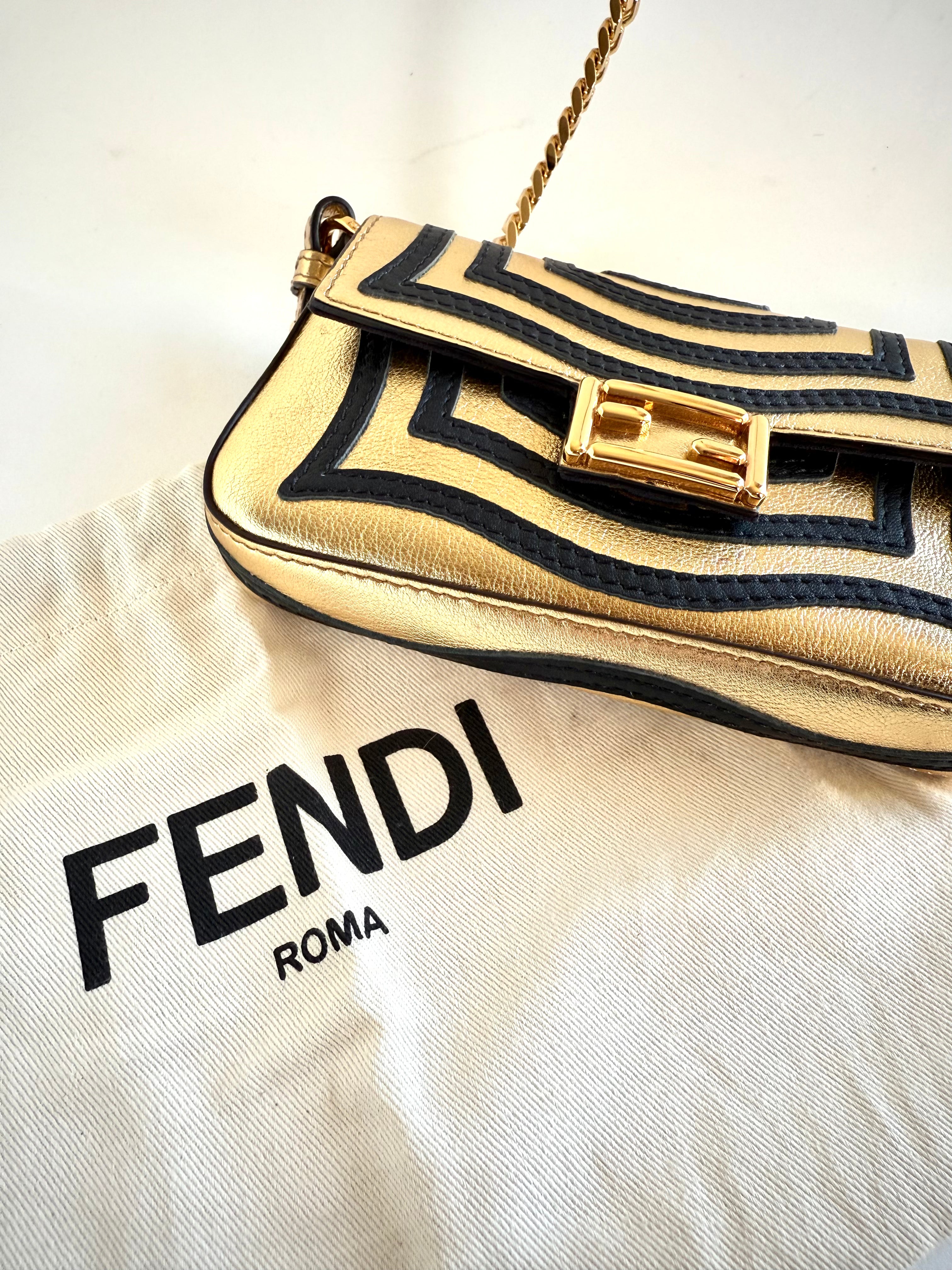 FENDI ILLUSION MINI BAGUETTE GOLD BLACK