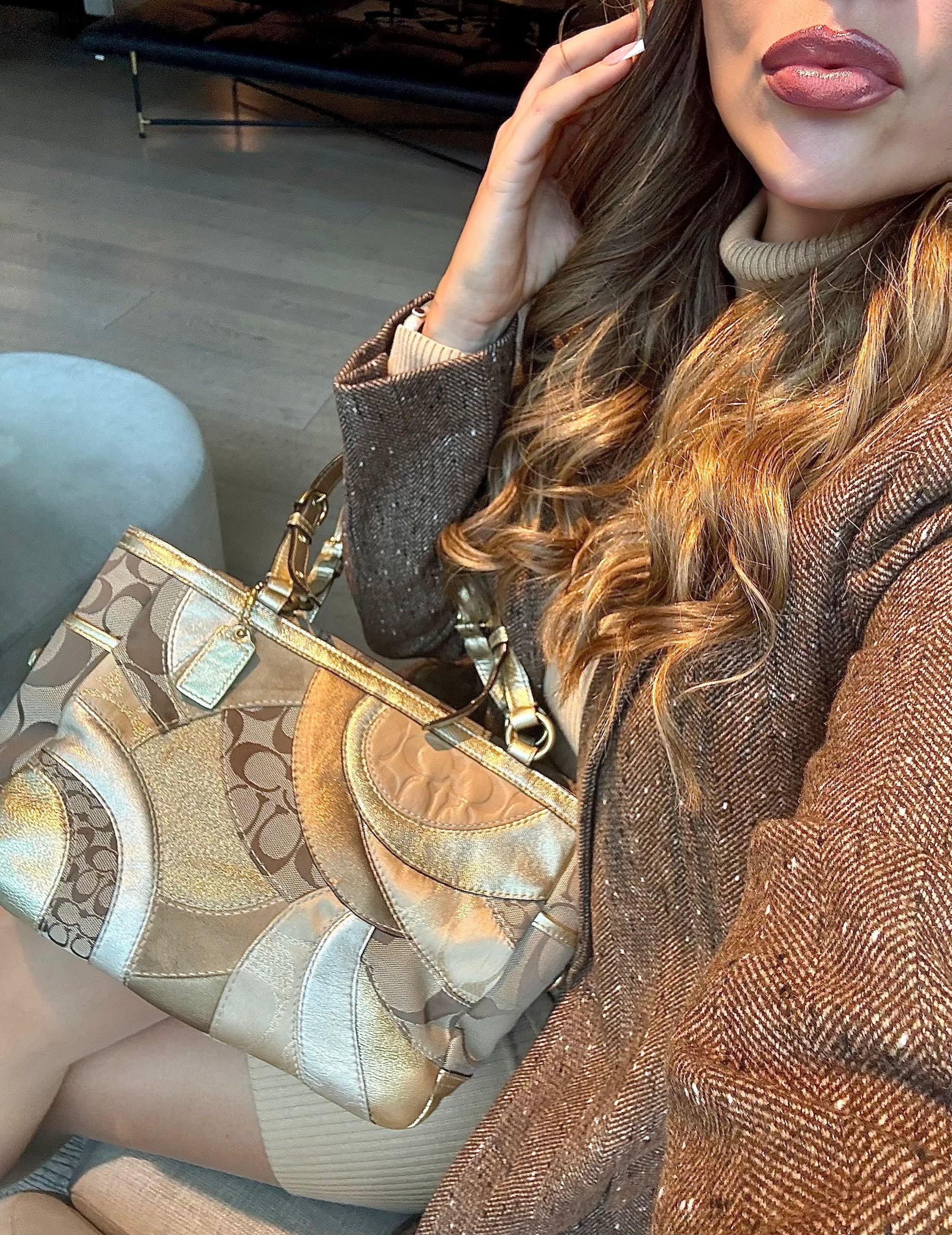 VINTAGE COACH Y2K 2000s GOLD BAG