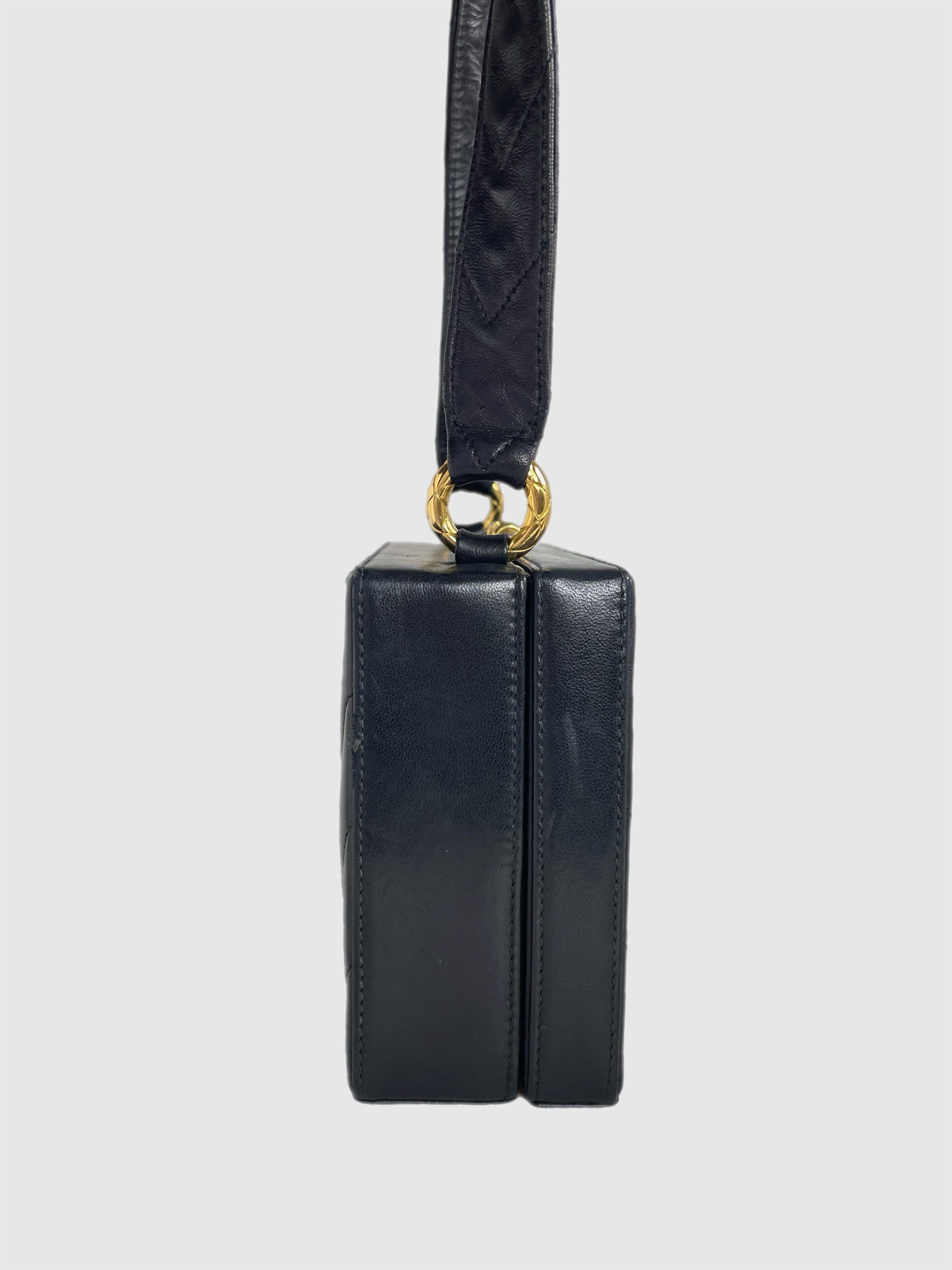 CHANEL V STITCH COCO LAMBSKIN CHEVRON BOX BAG SHOULDER VINTAGE