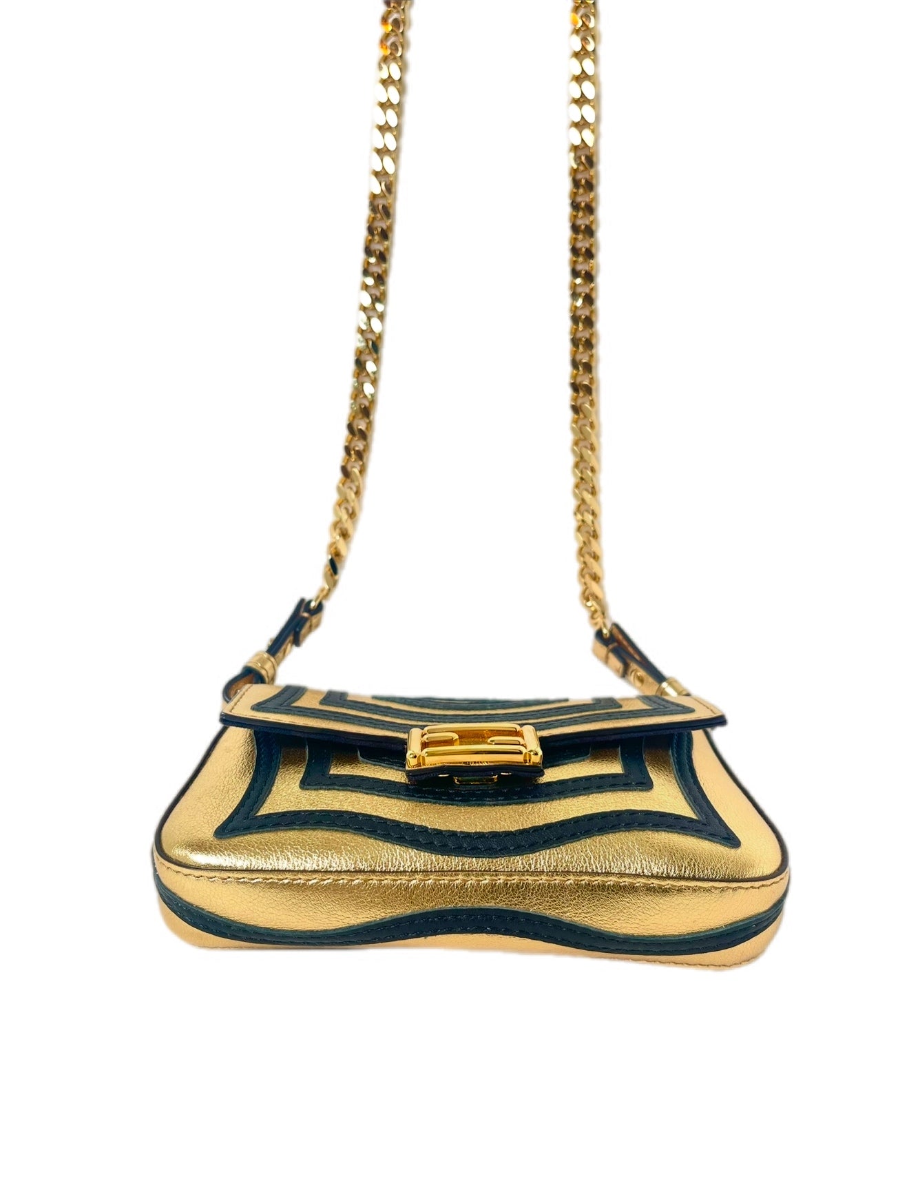 FENDI ILLUSION MINI BAGUETTE GOLD BLACK