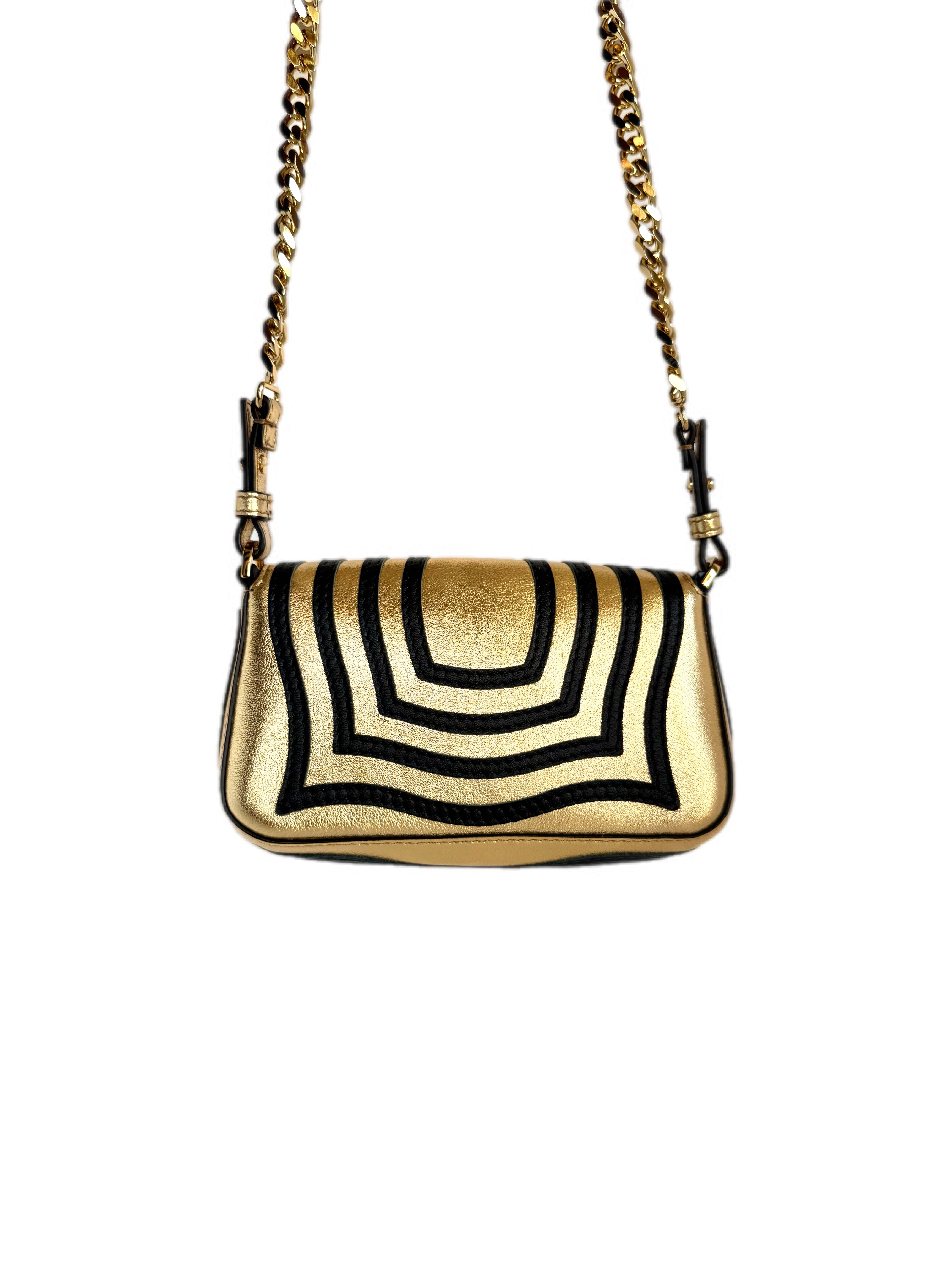 FENDI ILLUSION MINI BAGUETTE GOLD BLACK