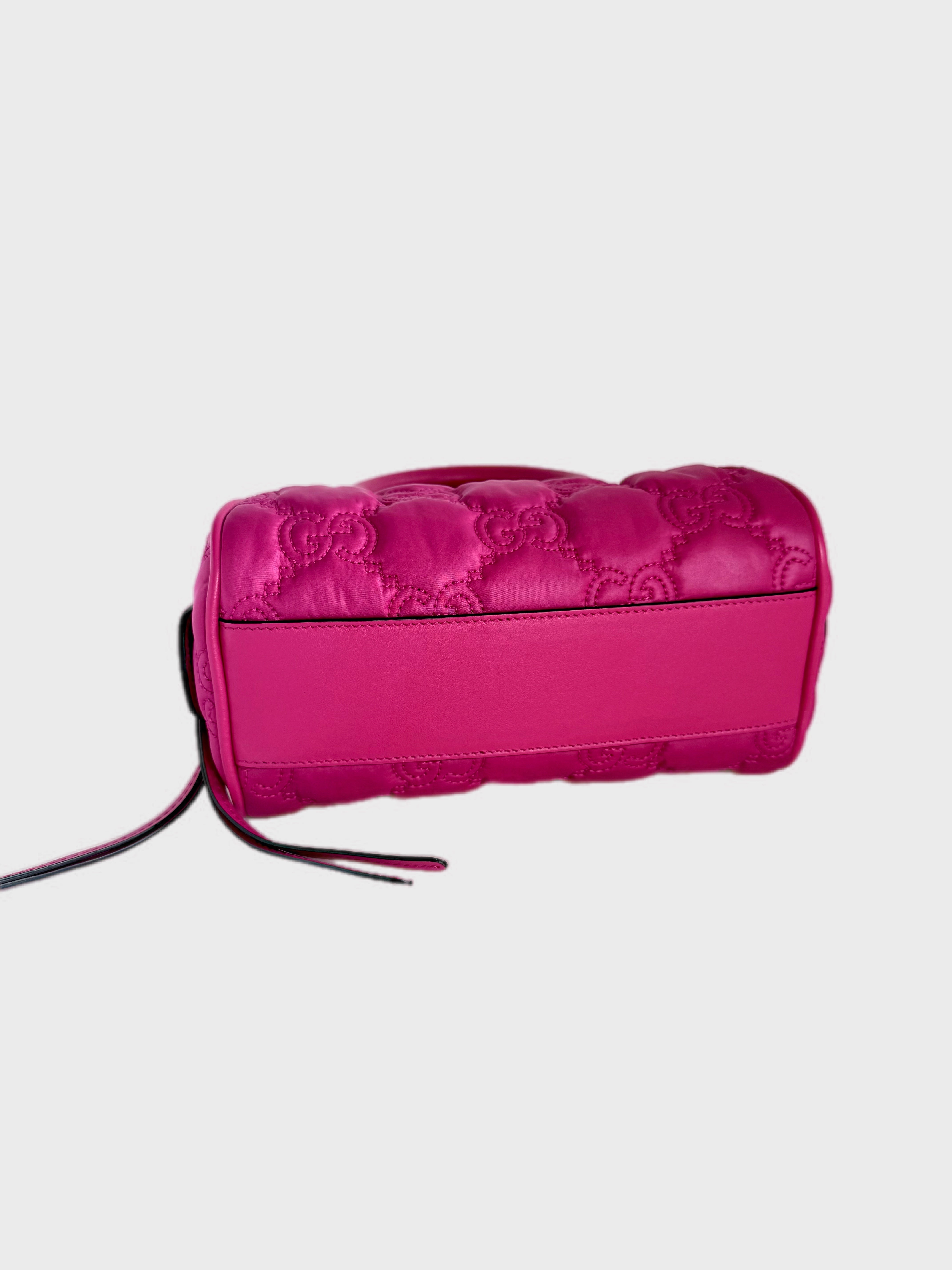 GUCCI GG MATELASSÉ PINK NYLON BOWLER BAG
