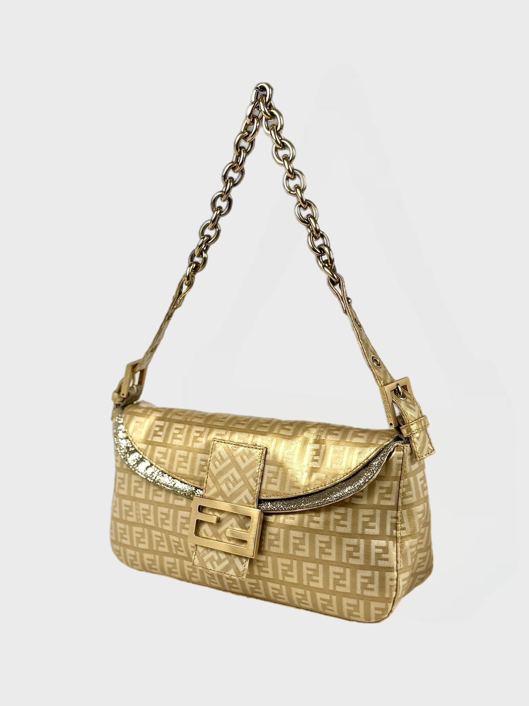 FENDI VINTAGE BAGUETTE GOLD BEIGE