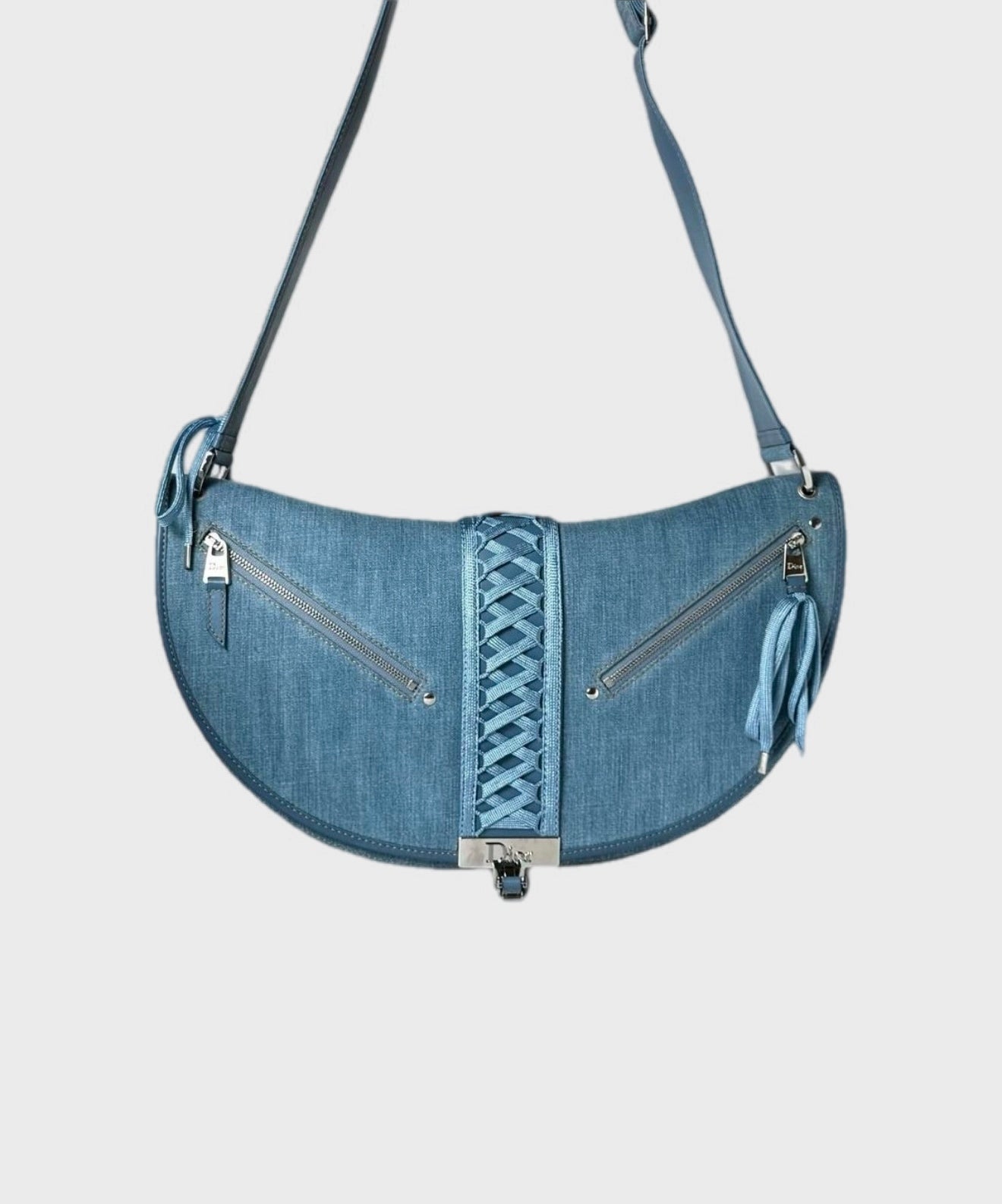 DIOR RARE DENIM SADDLE BAG LACE IT UP