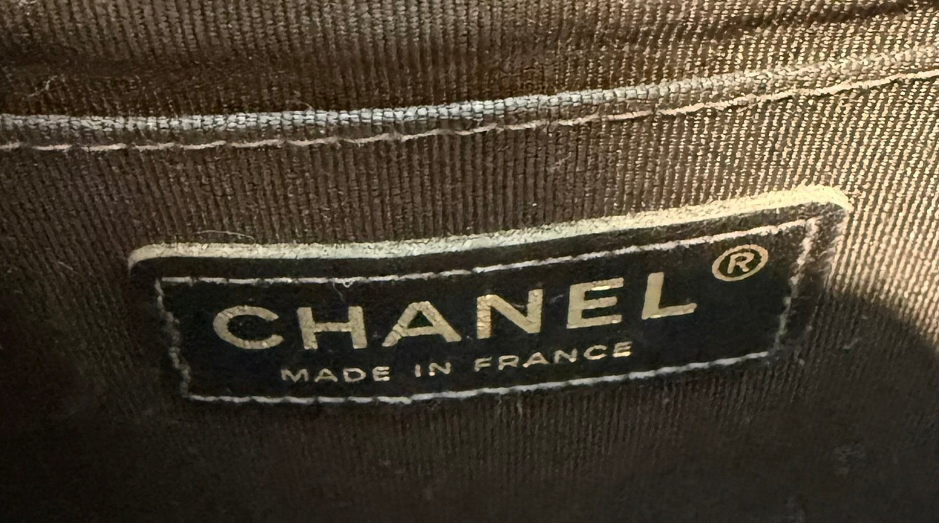 VINTAGE CHANEL BLACK PATENT LEATHER Y2K SINGLE FLAP DOUBLE CHAIN