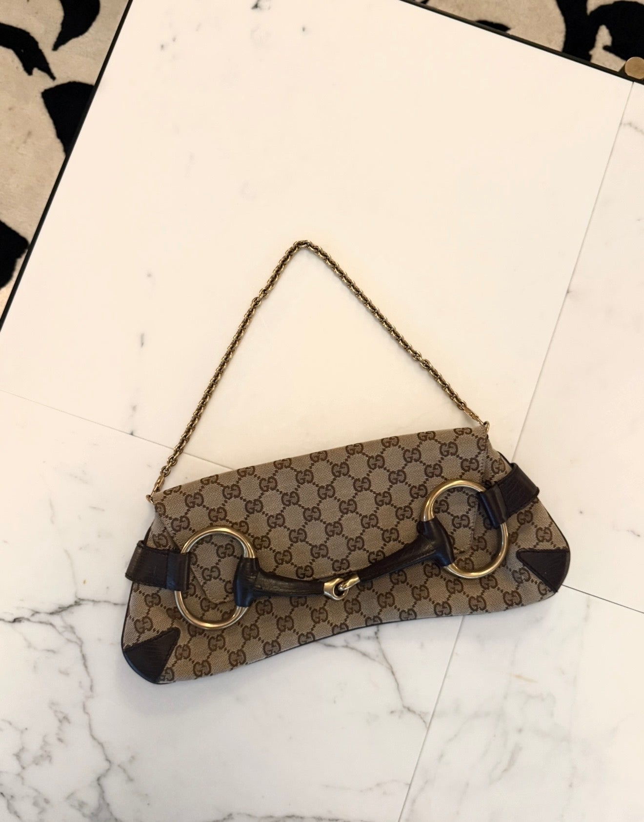 VINTAGE GUCCI HORSEBIT MONOGRAM GG Y2K CLUTCH