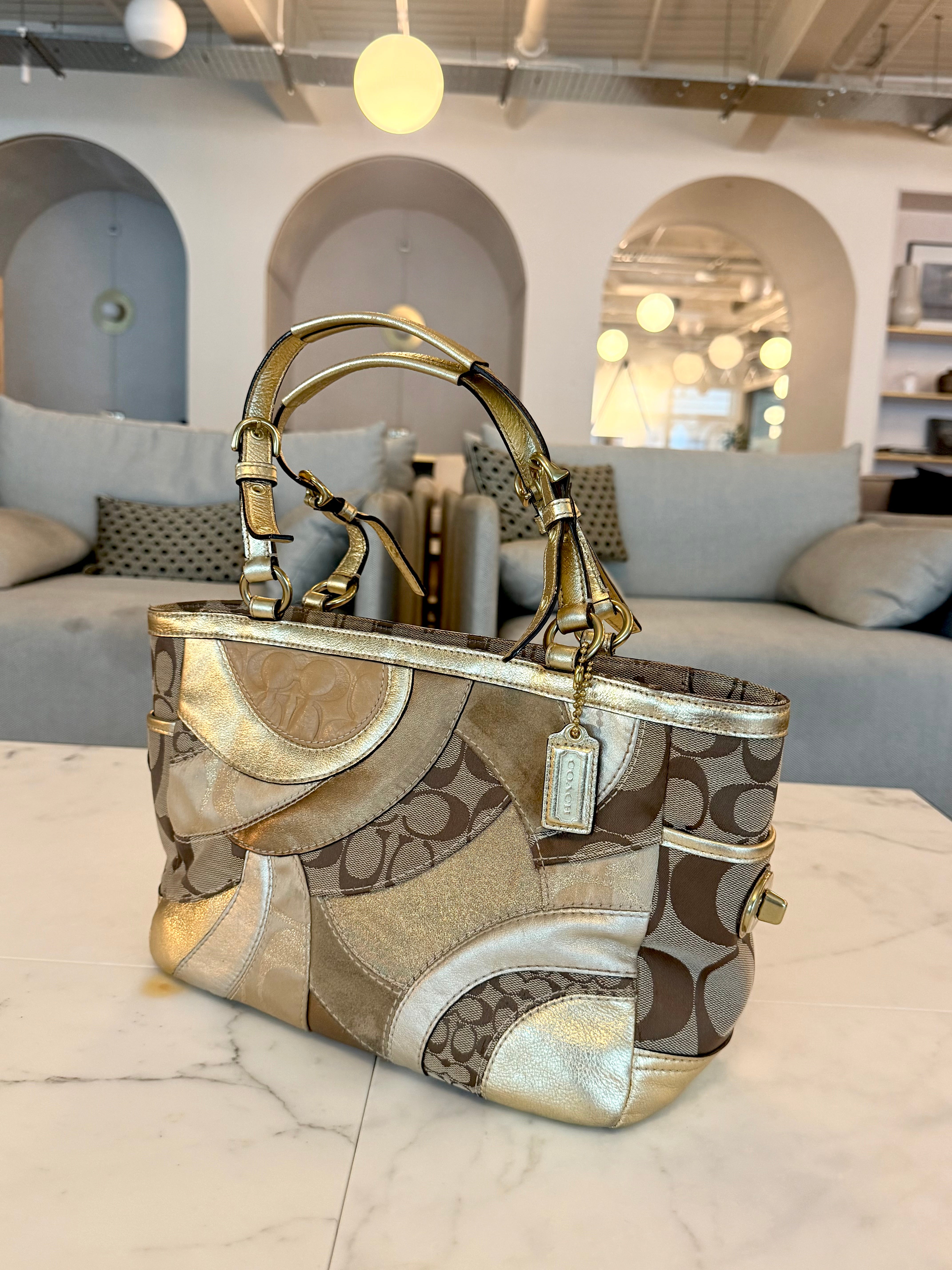 VINTAGE COACH Y2K 2000s GOLD BAG