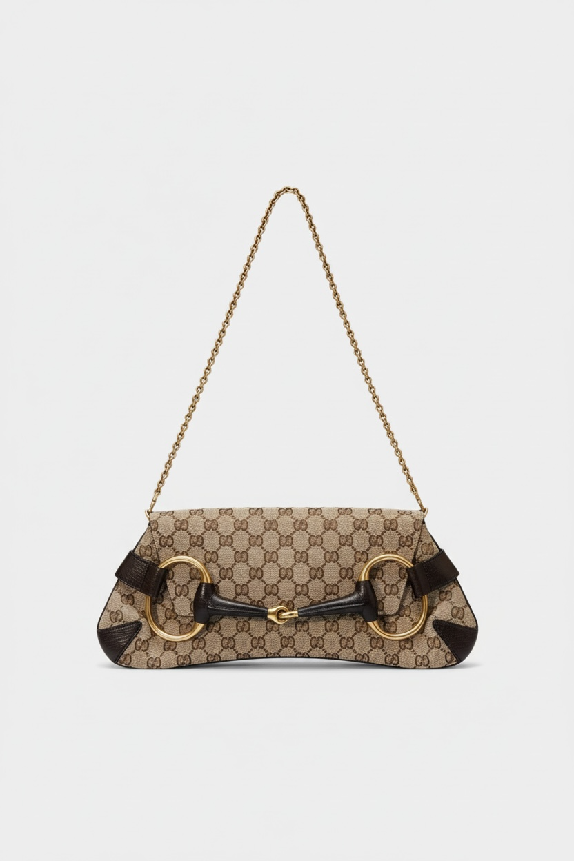 VINTAGE GUCCI HORSEBIT MONOGRAM GG Y2K CLUTCH